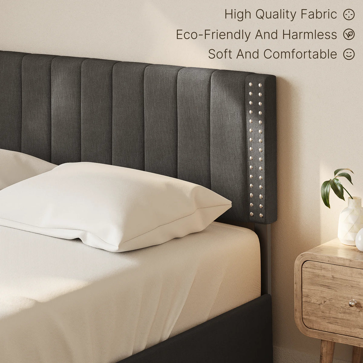 Full Bed Frame with 4 Storage Drawers Dark Grey K453