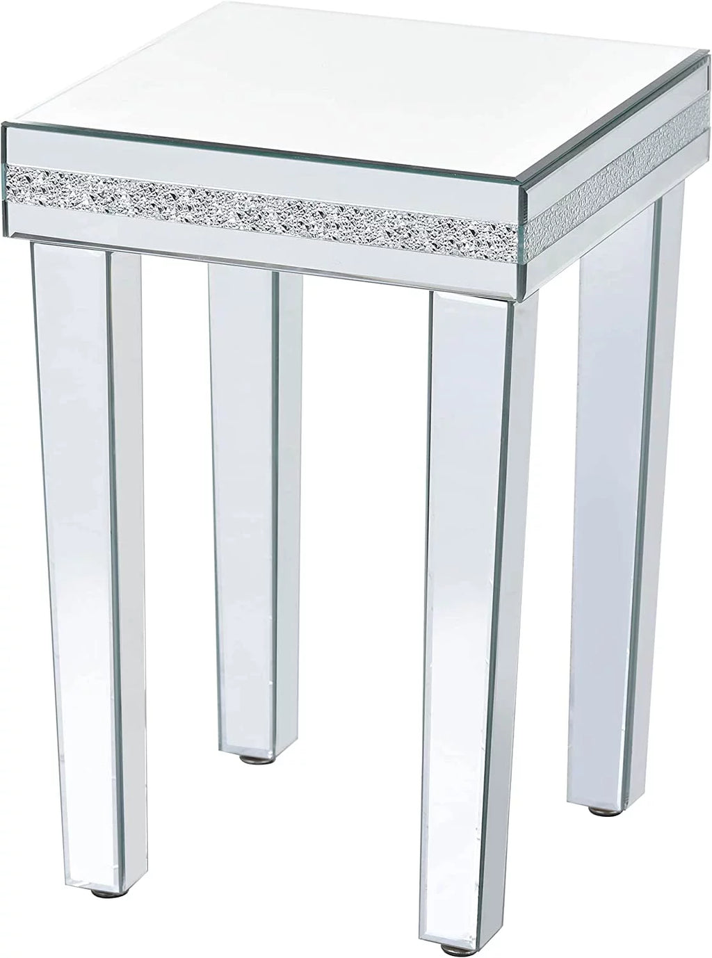 Glass Mirror Corner Table with Adjustable Height Legs N185923
