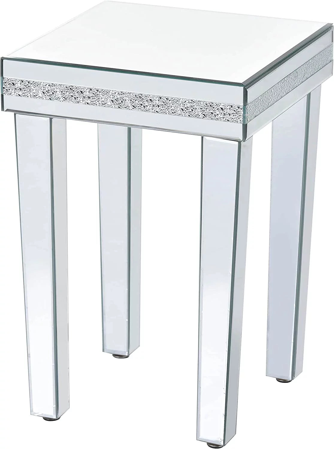 Glass Mirror Corner Table with Adjustable Height Legs N185923