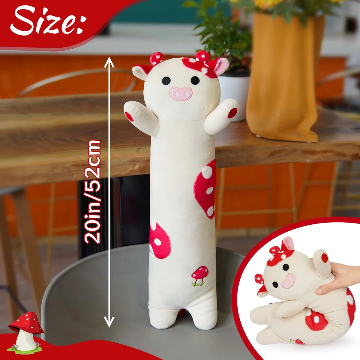 Plush Cow Body Pillow 20" Stuffed Animal K8388