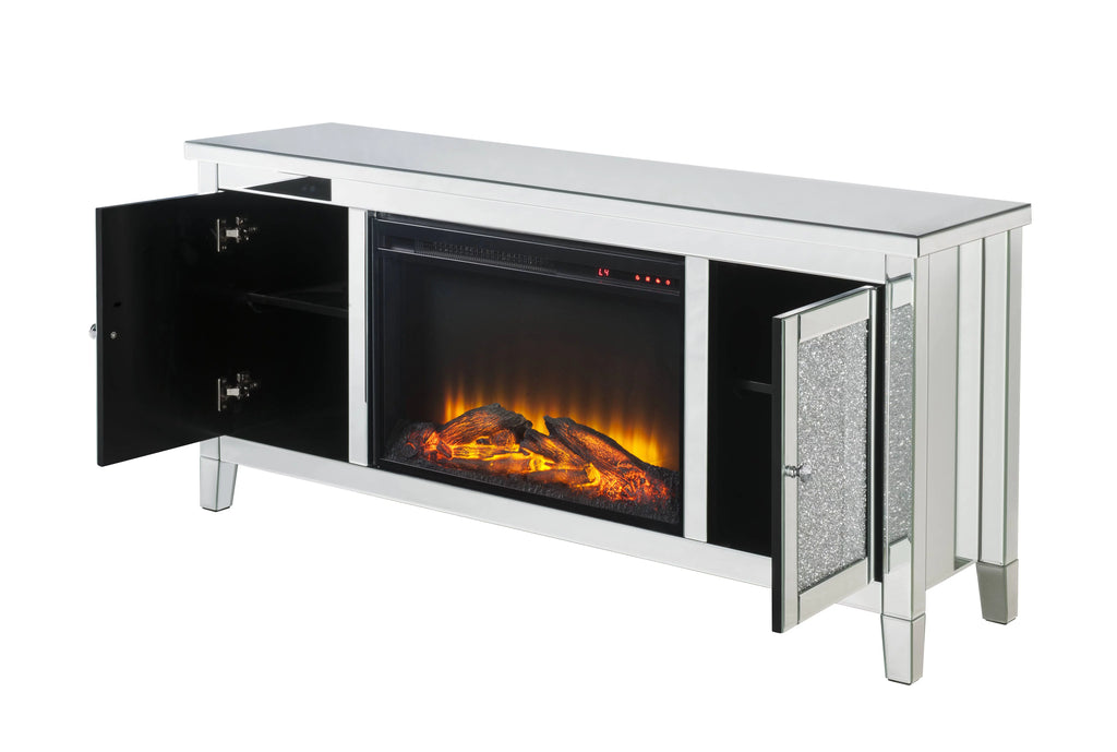 Mirrored TV Stand with Fireplace I40990