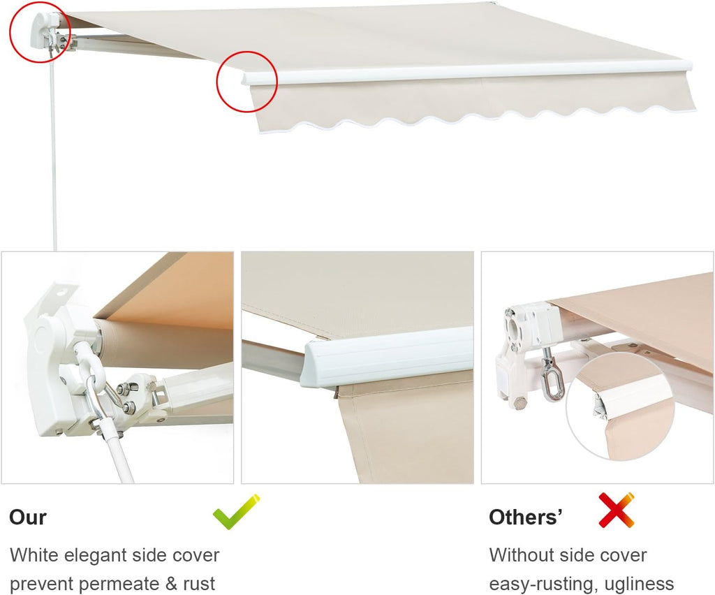 Retractable 12'x10' Beige Patio Awning Canopy H332