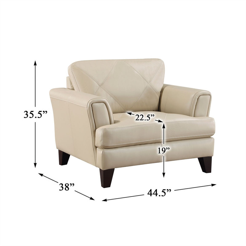 19" Plywood and Leather Chair in Cream M2146
