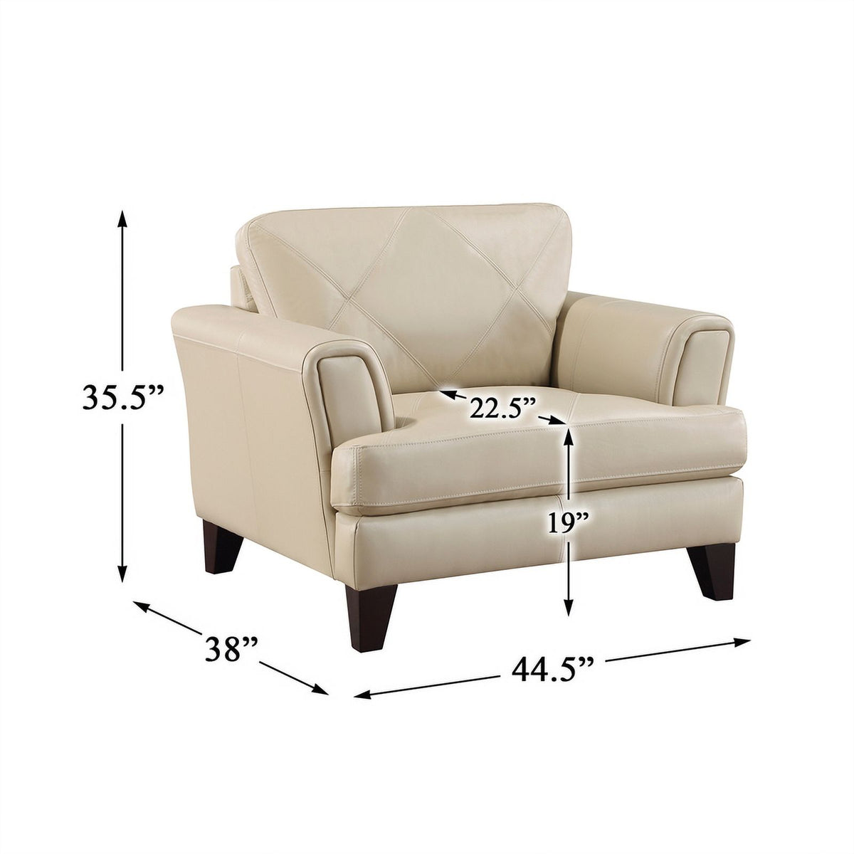 19" Plywood and Leather Chair in Cream M2146