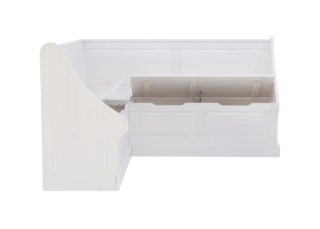 Backless Corner Dining Nook with Storage, Seats 4, Natural and White Q819453