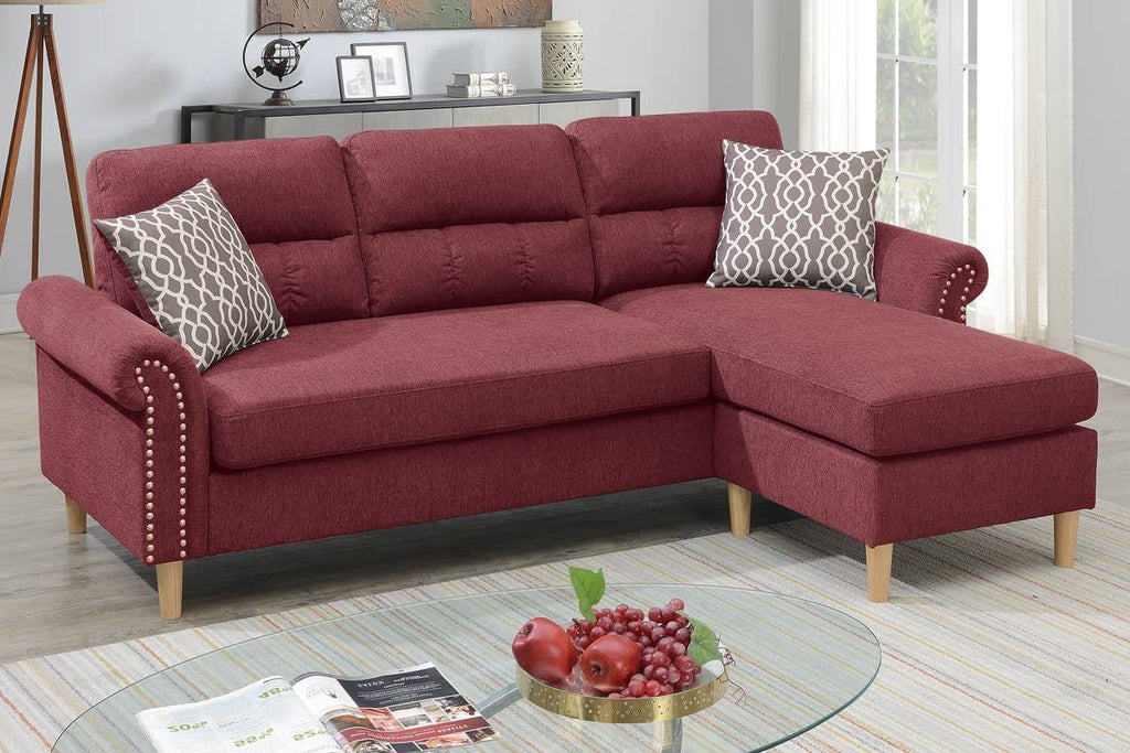 Red Polyfiber Reversible Sectional Sofa Set W32011