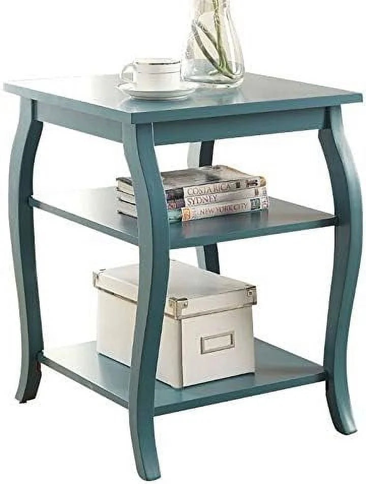Square Wood End Table with Cabriole Legs in Teal Green M50327