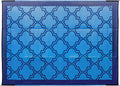 Large Reversible Outdoor Patio Mat (9' x 12', Lattice Blue Design) W8698