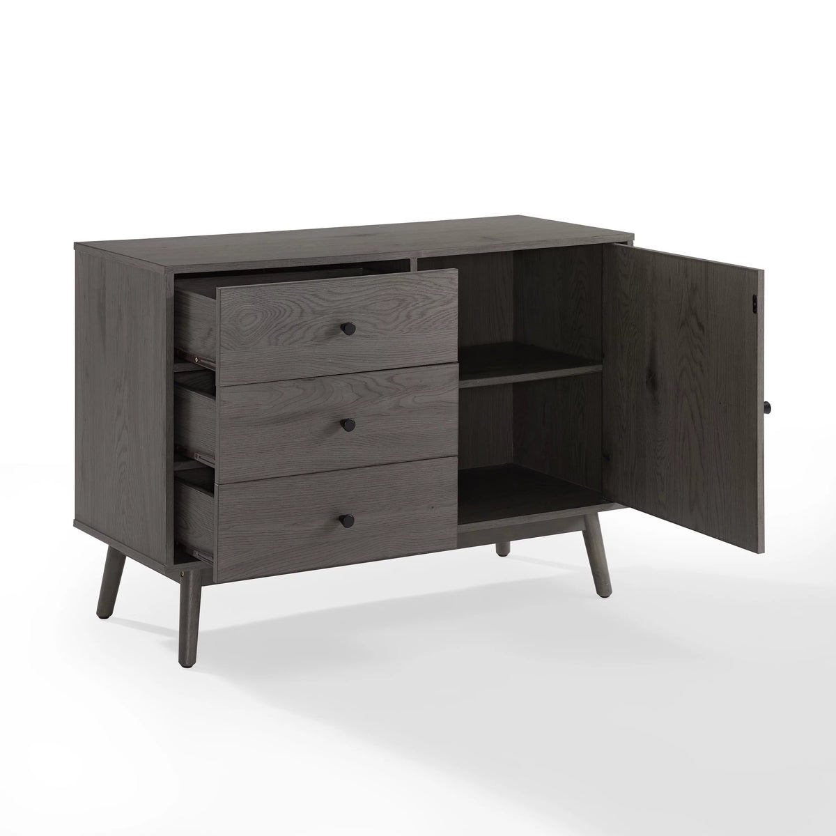 Gray 3 Drawer Engineered Wood Media Console Table N364