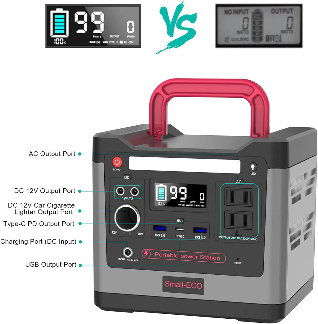 298Wh LiFePO4 Portable Power Station 110V/320W Pure Sine Wave AC Outlet L4166