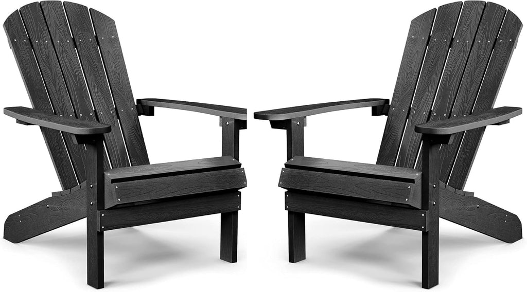 Grey Plastic Adirondack Chairs Set of 2 H839