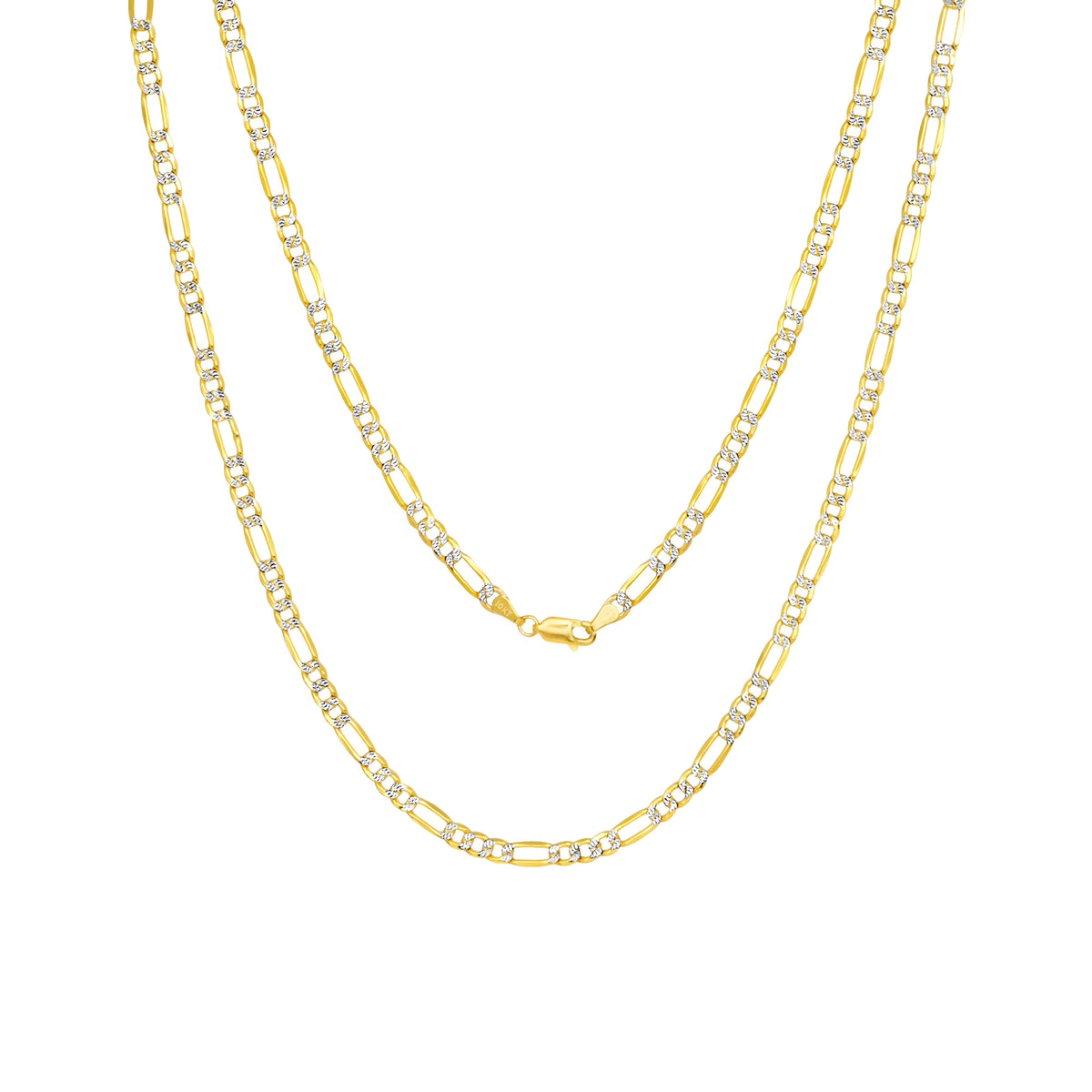 10k Yellow Gold Figaro Chain Pendant Necklace 16" - 30" T919580