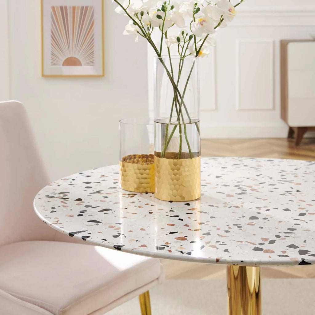 36" Round Terrazzo Metal Dining Table H401650