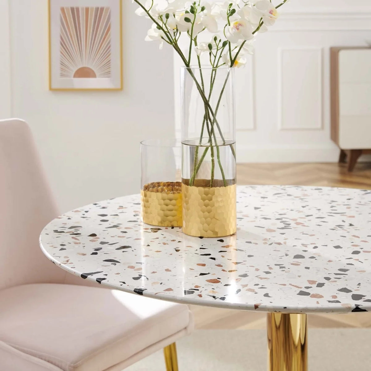 36" Round Terrazzo Metal Dining Table H401650