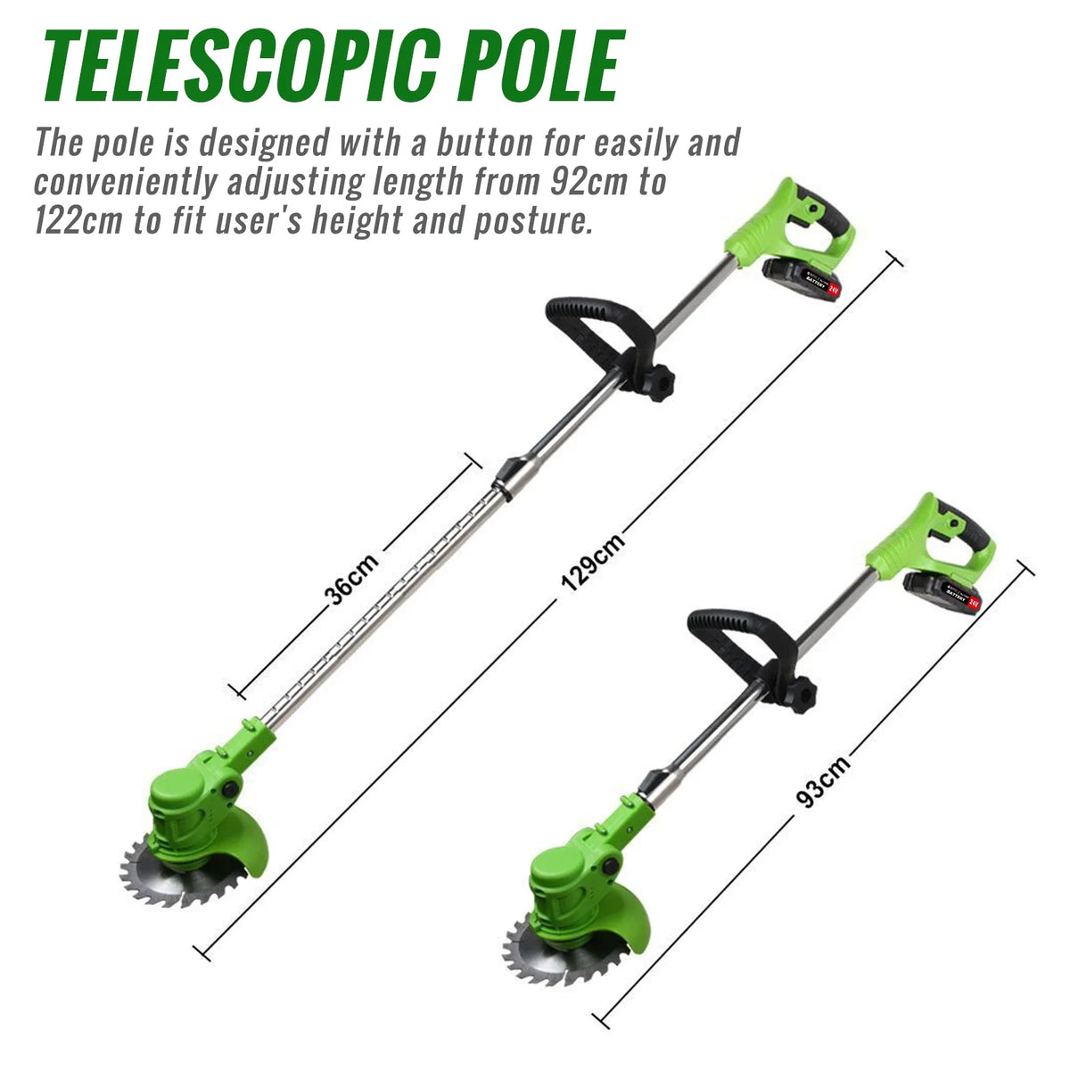 24V 650W Cordless Electric Lawn Mower Grass Trimmer Weed Eater Z870