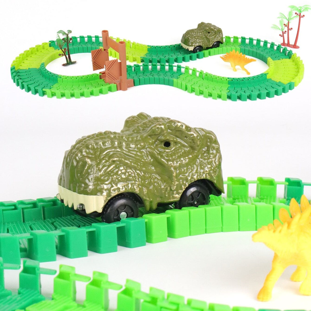 Dinosaur Truck Toys with Flexible Racetrack Cars and Dinosaurs F30252