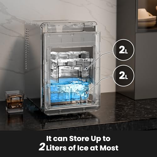 Clear Ice Cube Makers, 26Lbs/24H, Portable Countertop, Self-Cleaning, Black S9982
