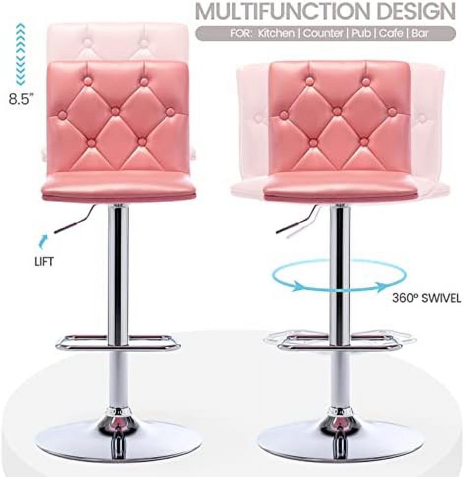 Red PU Leather Swivel Barstools Set of 2 J50886