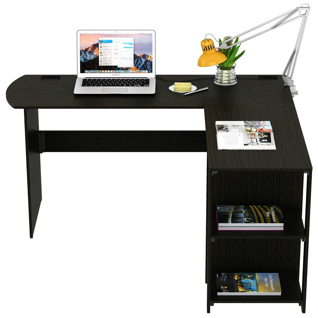 Espresso L-Shaped Wood Corner Desk C4508