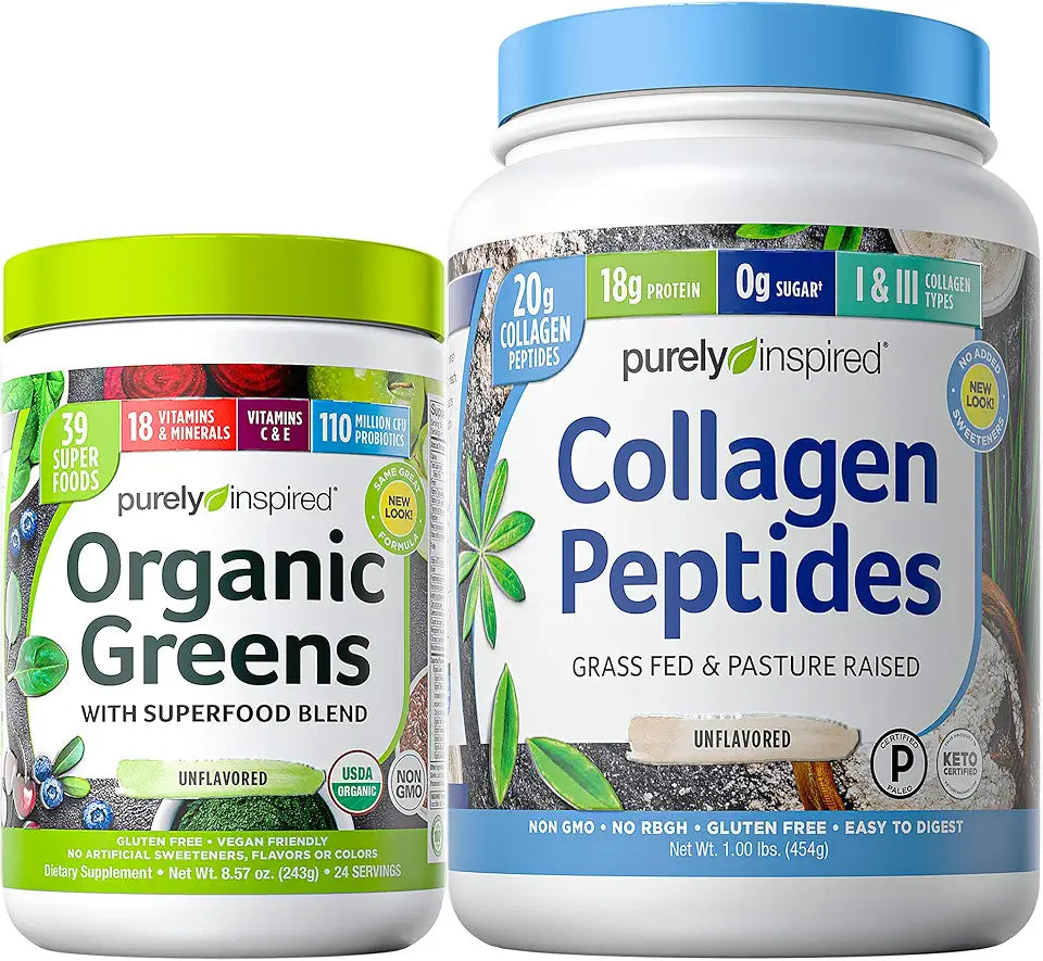 Organic Greens Superfoods Powder and Collagen Peptides Powder F446