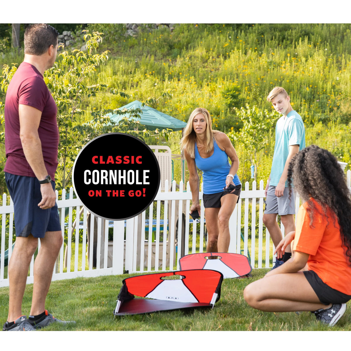 Collapsible Vinyl Cornhole Outdoor Lawn Game T2778