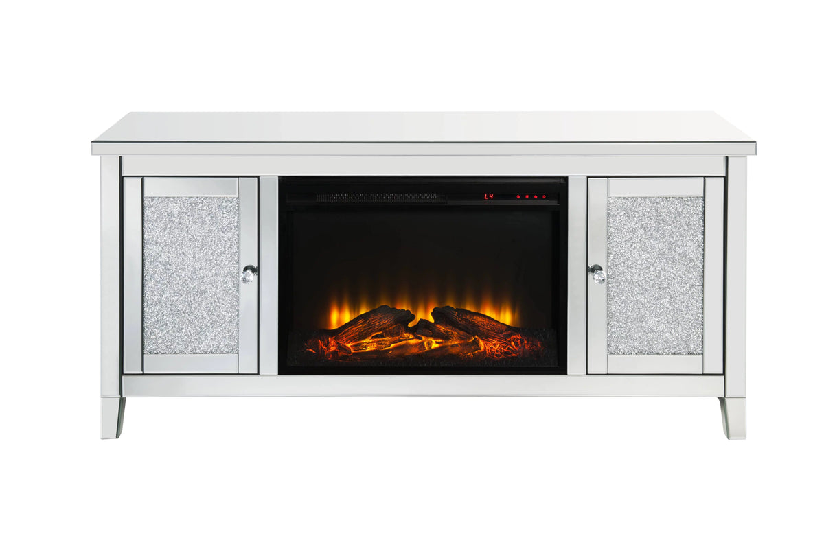 Mirrored TV Stand with Fireplace I40990