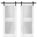 Modern Double Barn Door with Opaque Glass 4 Lites D34776