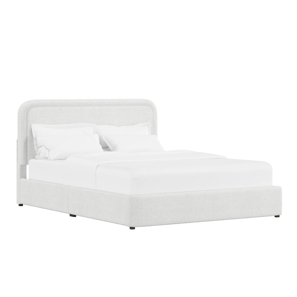 Queen Boucle Platform Bed Y85793
