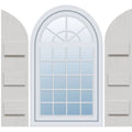 Rustic Faux Wood Shutters with Quarter Round Arch Top M71718