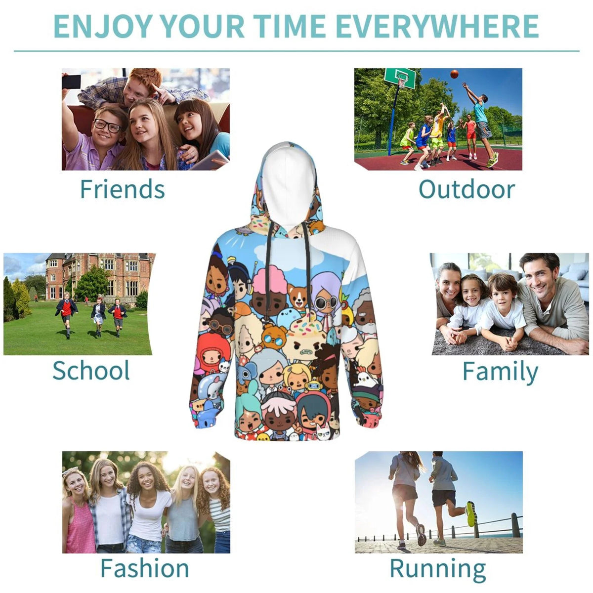 3D Print Hooded Sweatshirt Q70646