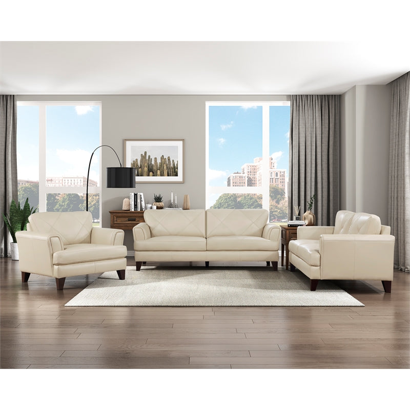 19" Plywood and Leather Chair in Cream M2146