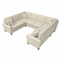 Cream Herringbone U Shaped Sectional Couch R9868