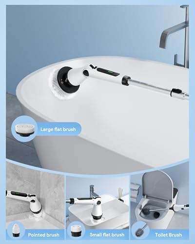 Cordless Electric Spin Scrubber with 8 Replaceable Brush Heads Z321