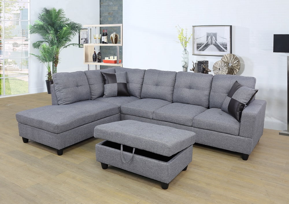 106.5'' Sectional Sofa with Storage Ottoman O2908