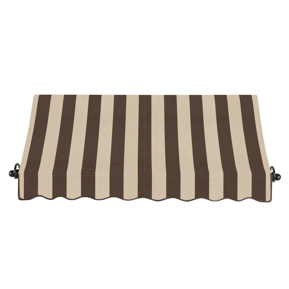 8.375 ft Fixed Awning Acrylic Fabric, Brown/Tan Stripe N2913
