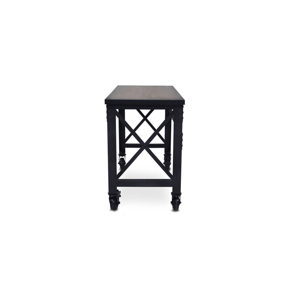 Rolling Industrial Desk with Wooden Top 52 Inches x 24 Inches J241689