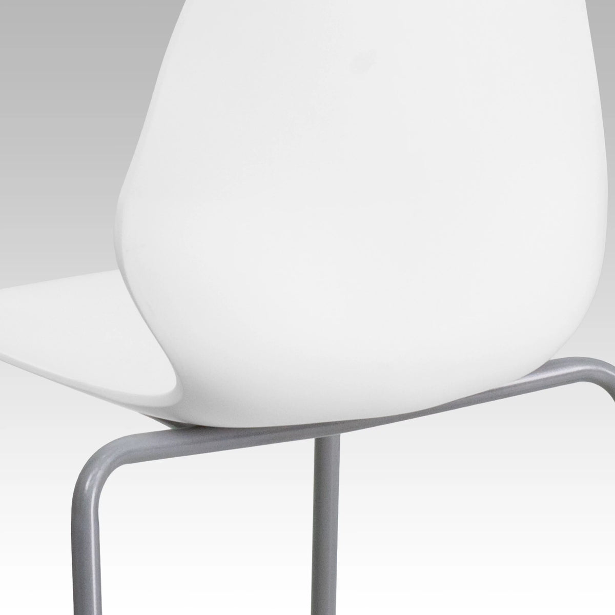 White Stack Chair with Lumbar Support and Silver Frame K26763