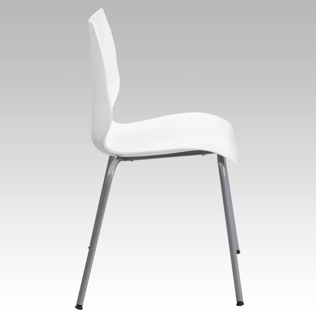 White Stack Chair with Lumbar Support and Silver Frame K26763