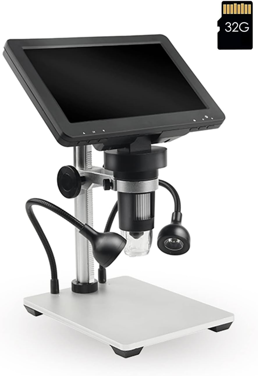 7 Digital Microscope 12MP 1080P Video with Metal Stand 2 LED Fill Lights 32G SD Card Y575