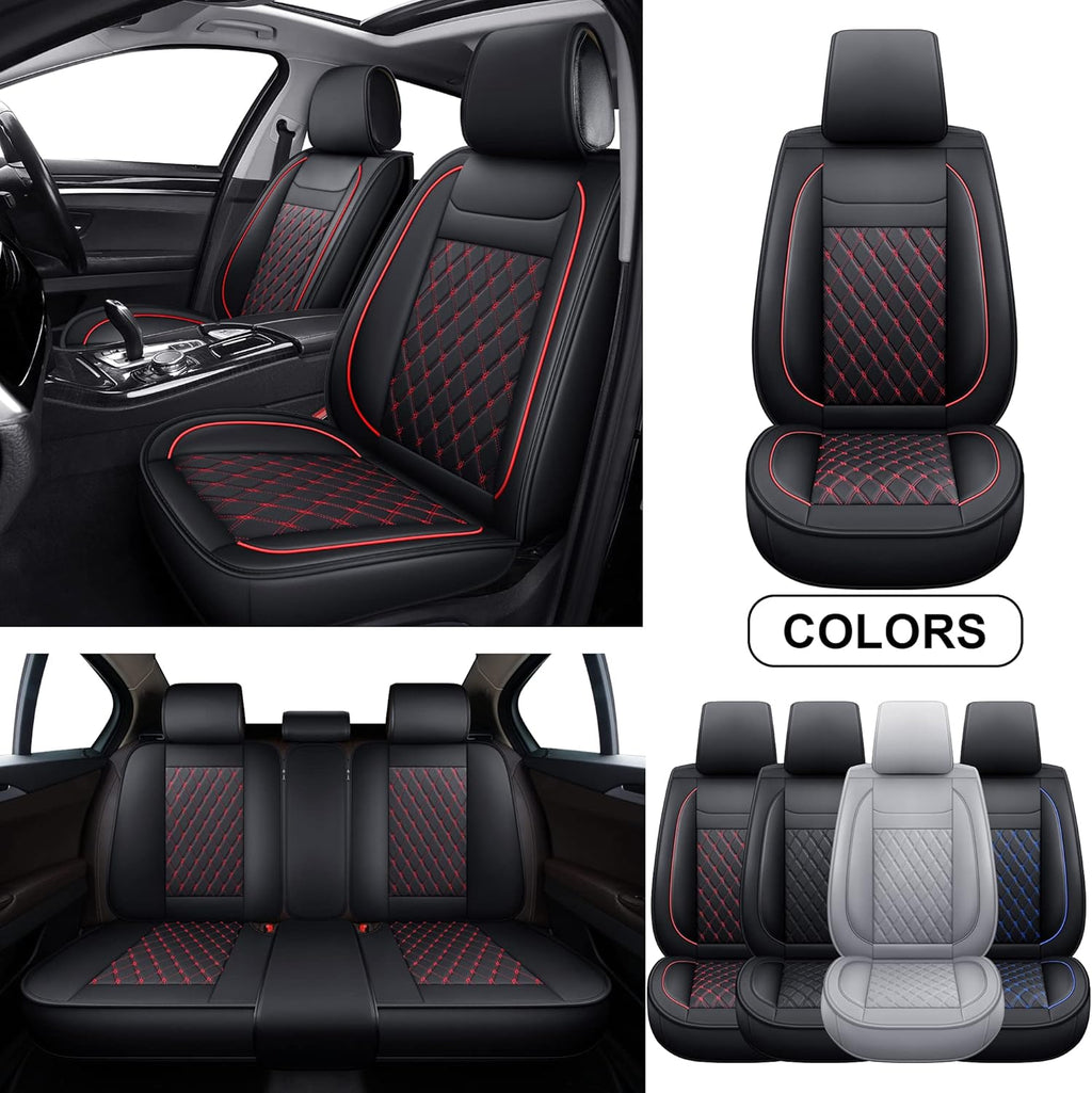 Gray Faux Leather Universal Car Seat Covers Full Set I17688