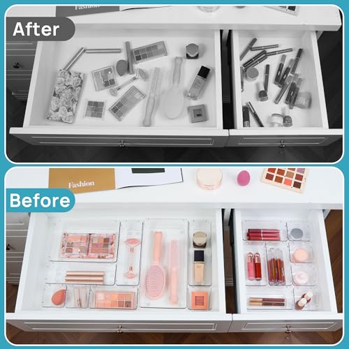 66 PCS Clear Plastic Drawer Organizer Bins R25069