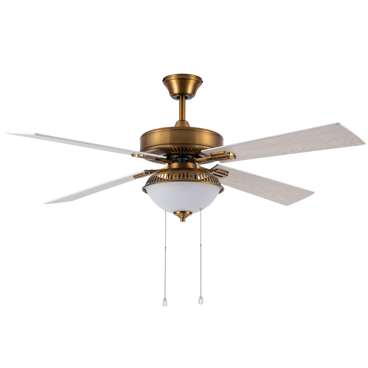 Brass and White LED Ceiling Fan with Light U925