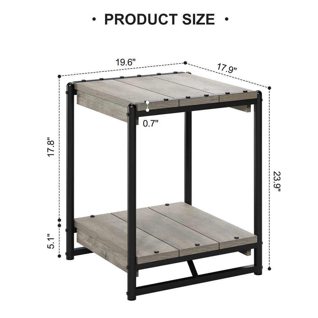 Grey Wood End Table with Storage Shelf G481990