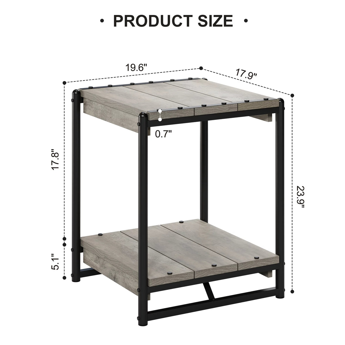 Grey Wood End Table with Storage Shelf G481990