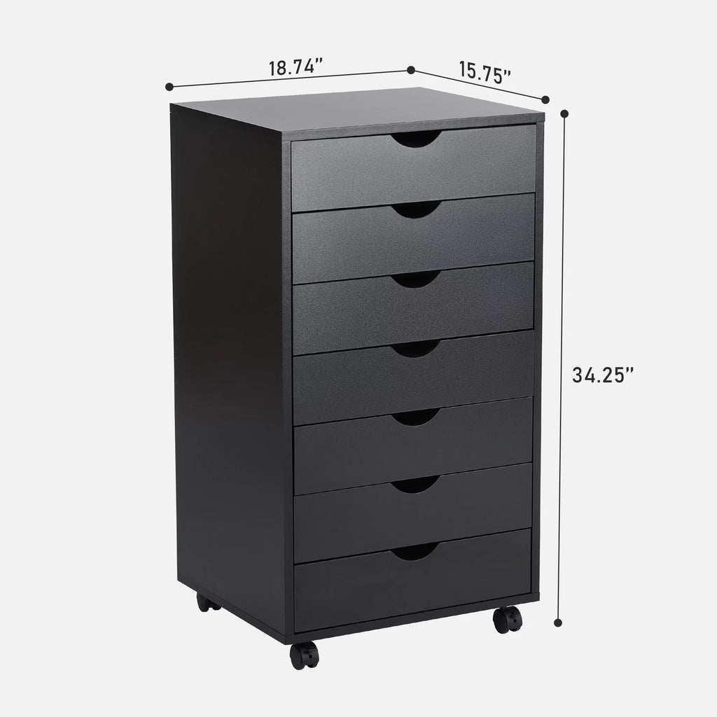 Black 7 Drawer Wood Dresser Y146156