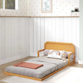 Twin Floor Bed Frame with Headboard Solid Pine Wood Natural M90276