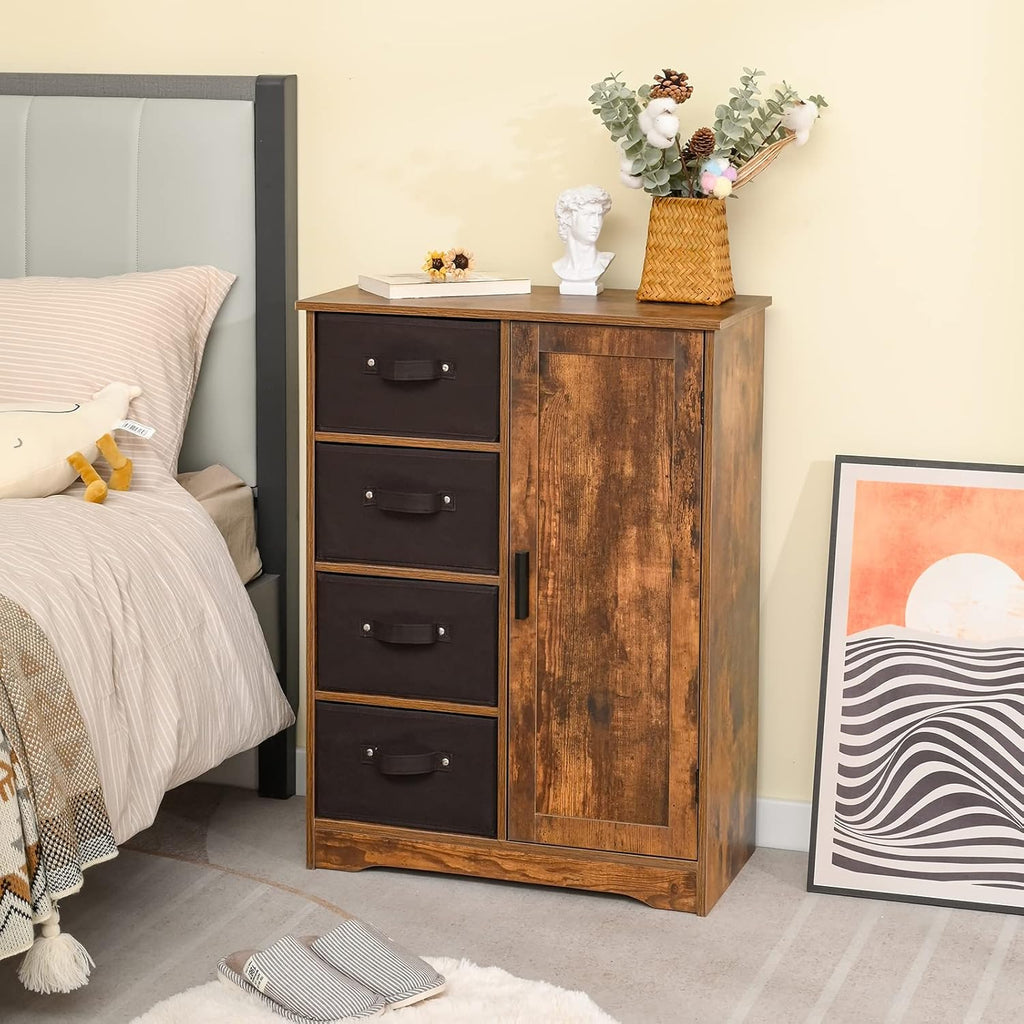 Rustic Brown Storage Cabinet with 4 Removable Drawers and 1 Door N687065